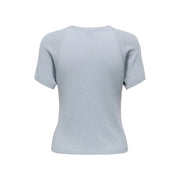 Jacqueline De Yong women light blue viscose short-sleeved t shirt with ribbed knit fabric and rounded neckline
