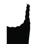 Jacqueline de yong women black ribbed knit tank top with scalloped neckline made of viscose