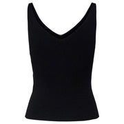 Jacqueline de yong women tank top black ribbed knit sleeveless with deep v neck made of viscose