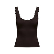 Black ribbed tank top by jacqueline de yong with scalloped shoulder straps in brown suitable for casual wear