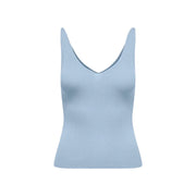 Jacqueline de yong women light blue ribbed knit viscose sleeveless tank top with v-neckline