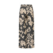 Jacqueline de yong women trousers black floral lace viscose wide-leg with black and cream floral print and flowing silhouette
