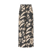 Jacqueline de yong women black wide-leg viscose trousers with elegant cream floral lace and dotted seam accents