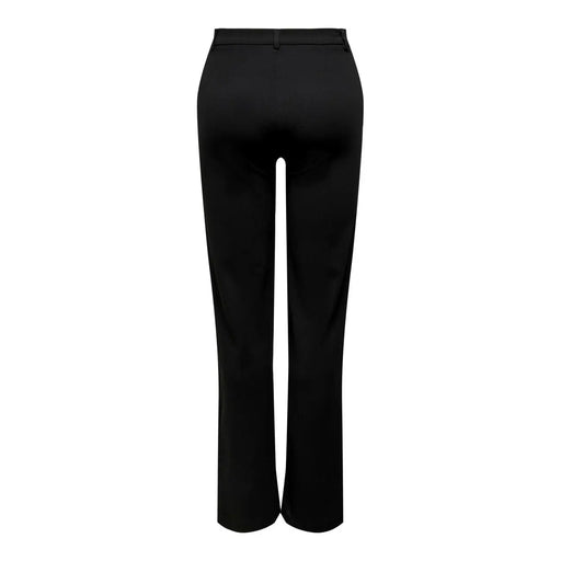 Schwarze, taillierte Damenhose von Jacqueline de Yong aus schlichtem Polyester mit elegantem, geradem Bein und dezenter Bundfalte.