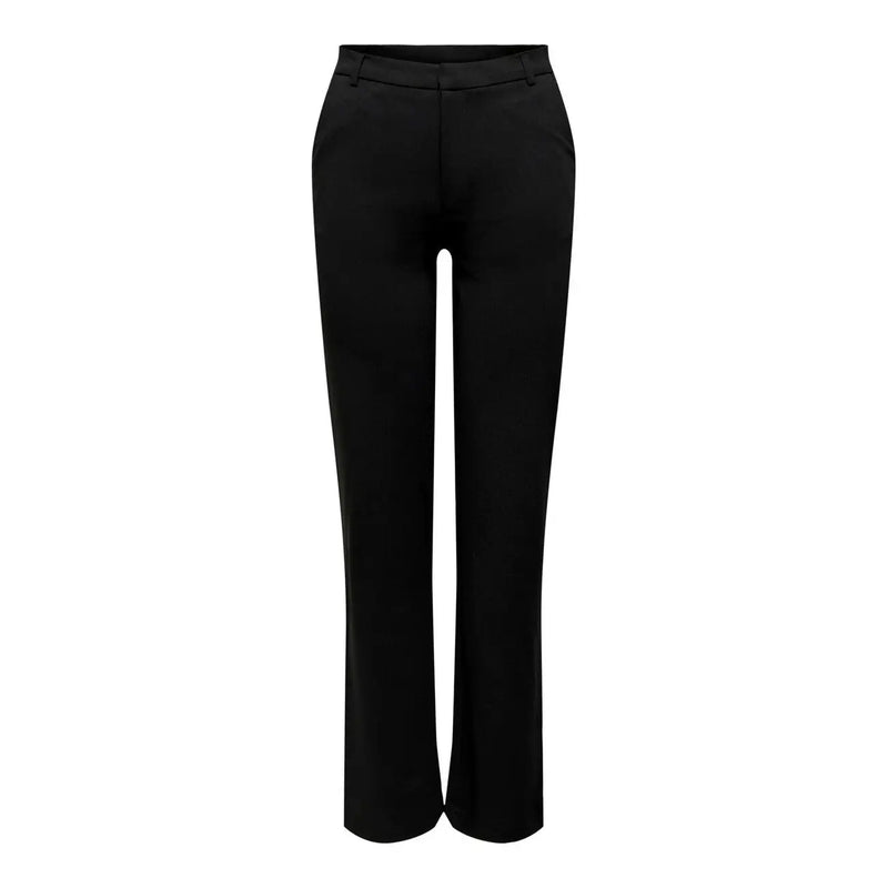 Black tailored jacqueline de yong women trousers with straight-leg cut subtle pleats polyester fabric