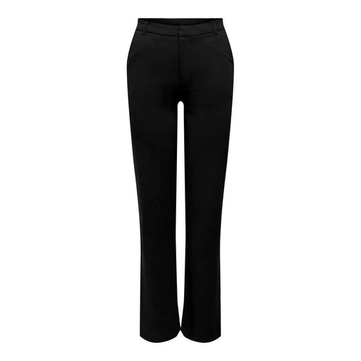 Schwarze, taillierte Damenhose von Jacqueline De Yong mit geradem Bein und dezenten Falten aus Polyestergewebe