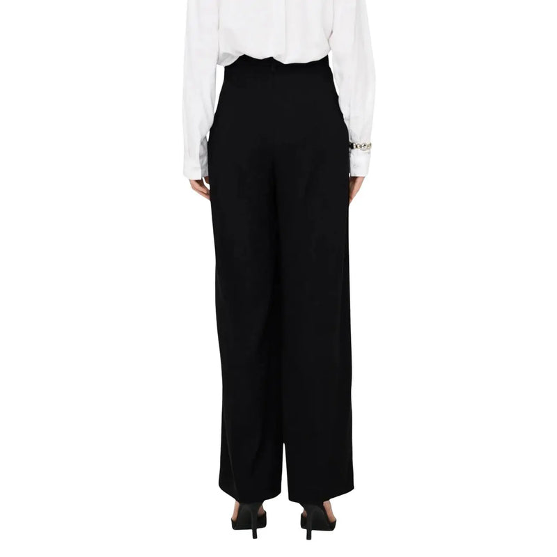Black high-waisted wide-leg trousers by jacqueline de yong with zip front and pockets in tailored fit