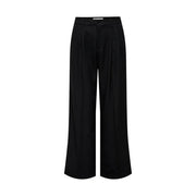 Jacqueline de yong women black wide-leg trousers with sleek tailored fit subtle front pleats zip front and pockets