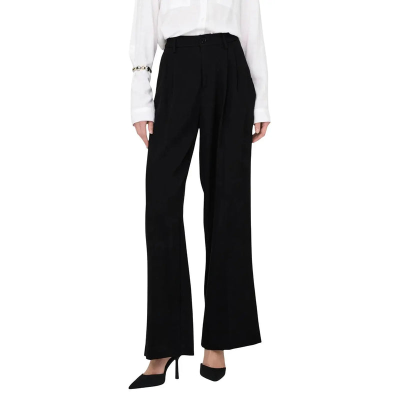 Black high-waisted wide-leg trousers by jacqueline de yong with zip front and pocket detail in tailored fit