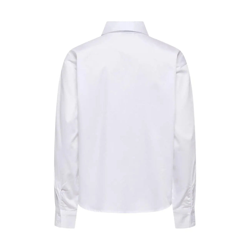 Jacqueline de yong women white cotton long classic shirt with long sleeves crisp collar and neatly stitched seams