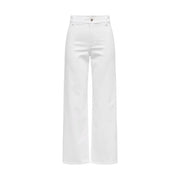 Jacqueline de Yong women white cotton high-waisted wide-leg trousers size 30 with minimalist design
