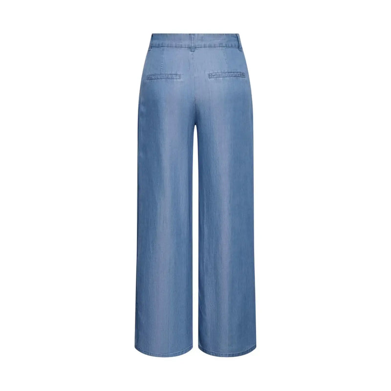 Light blue lyocell wide leg trousers with high waist and back pockets by Jacqueline de Yong women collection