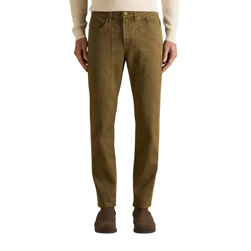 Jeckerson men trousers in olive green made of durable cotton fabric workwear pants