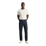 Dark indigo jeckerson men jeans in organic cotton with classic five-pocket design and subtle thigh fading