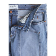 Jeckerson men jeans light blue organic cotton denim slim fit with copper-toned hardware and branded j patch back side