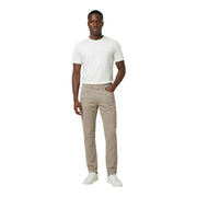 Beige slim-fit denim jeans with classic five-pocket design and white stitching made from cotton blend pique by Jeckerson