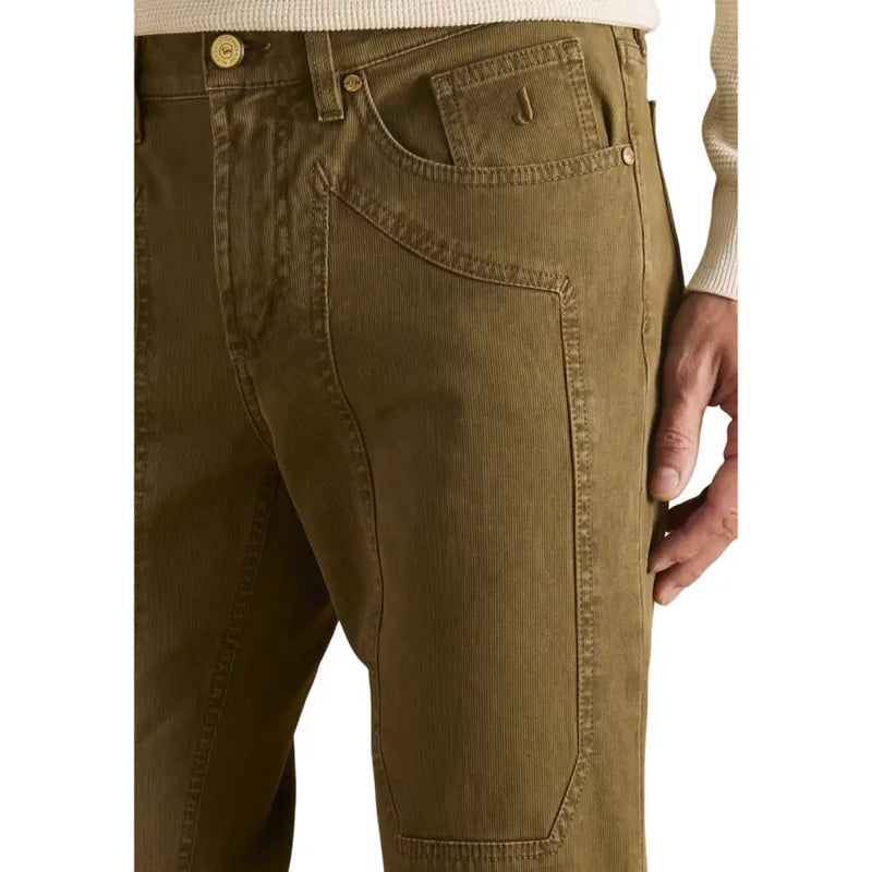 Jeckerson Herrenhose aus olivgrünem Cord mit goldenen Knöpfen und praktischem Taschendesign
