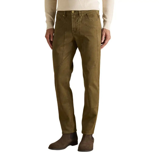 Jeckerson men trousers in olive green made from durable cotton fabric designed as workwear pants