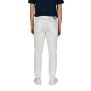 Jeckerson men white cotton trousers stretch fit with clean straight-leg cut and subtle stitching details