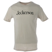 Jeckerson coton beige pour hommes t-shirt avec du noir jeckerson Inscription sur la poitrine, style slim fit