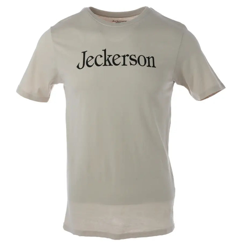Jeckerson coton beige pour hommes t-shirt avec du noir jeckerson Inscription sur la poitrine, style slim fit