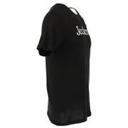 Jeckerson T-shirt slim en coton noir pour homme t-shirt avec des manches courtes et des vestes blanches, inscription sur la poitrine