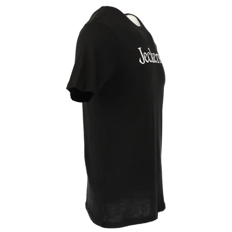 Jeckerson T-shirt slim en coton noir pour homme t-shirt avec des manches courtes et des vestes blanches, inscription sur la poitrine