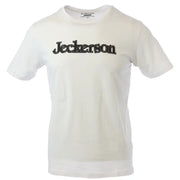 Jeckerson men’s slim fit white cotton t-shirt with black embroidered jeckerson logo across the chest