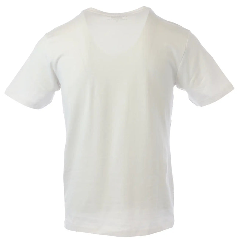 Jeckerson men’s slim fit white v-neck t-shirt made of soft cotton fabric with short sleeves and no print visible
