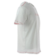 Jeckerson mens white slim fit t-shirt with red stitching along neckline sleeve hems and bottom hem