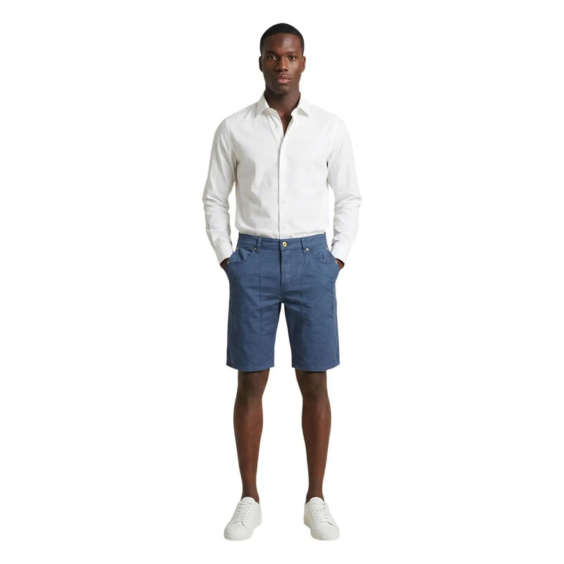 Jeckerson slim fit shorts Jayden for men in navy blue chino with button closure front view