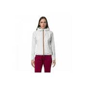 K-way women white hooded jacket with subtle gold zipper and slim fit design for spring summer wear