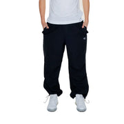 Karl kani men’s black cotton cargo pants with drawstring cuffs side pockets and subtle logo on the thigh