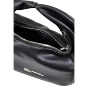 Karl lagerfeld black polyurethane handbag with zip pockets and twisted handle made of black leather