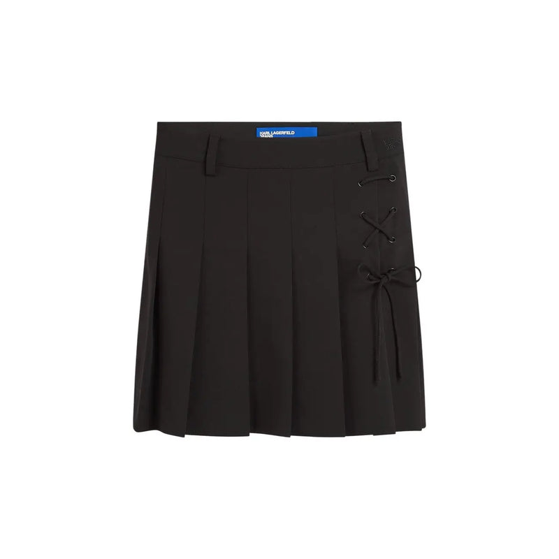 Karl Lagerfeld jeans black pleated skirt for women with lace-up side detail and blue label