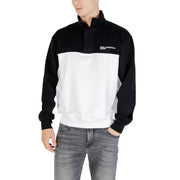 Karl lagerfeld jeans men fall winter long black and white half-zip sweatshirt with color-block design