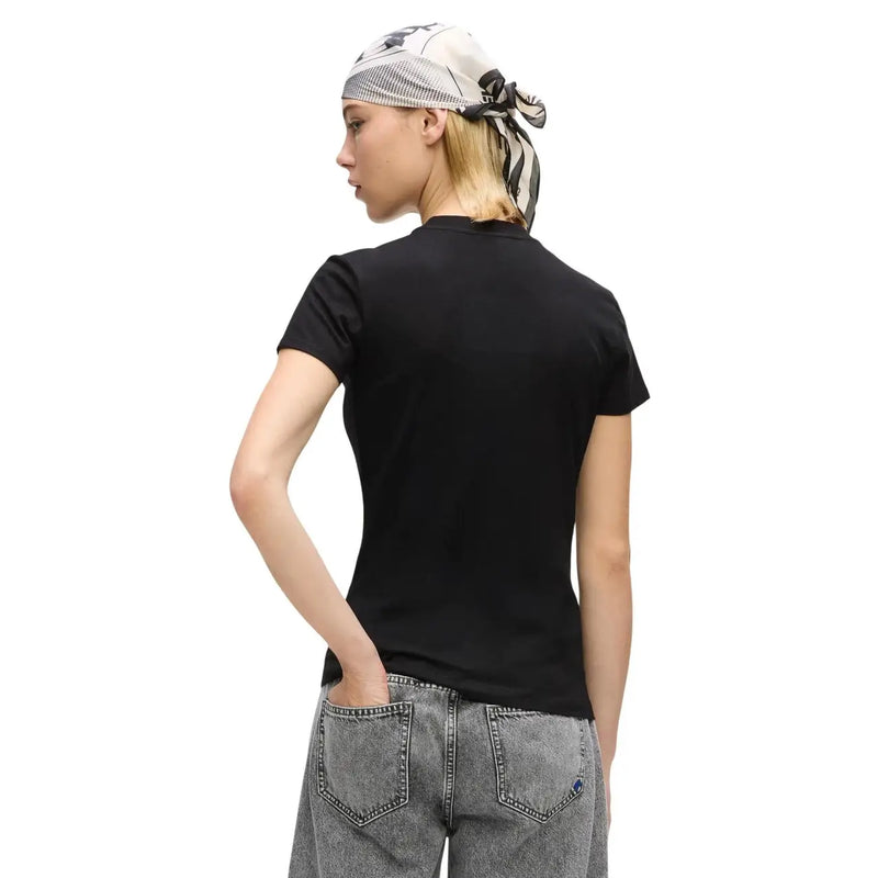 Karl Lagerfeld Jeans women black slim cotton t shirt with fitted silhouette and short sleeves