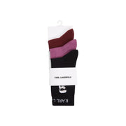 Karl Lagerfeld Jeans women underwear 3PK cotton socks in maroon purple and black with skull logo on the cuff