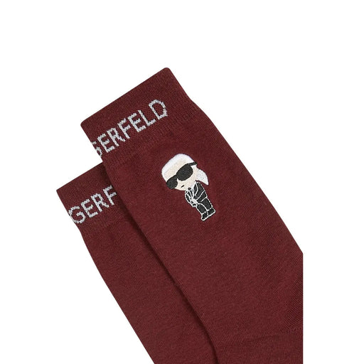 Maroon Karl Lagerfeld cotton socks with white embroidered cartoon figure and silver logo from Karl Lagerfeld jeans women underwear 3PK