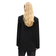 Black oversized blazer by Karl Lagerfeld Jeans featuring a structured yet relaxed fit with a lapel collar