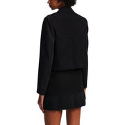 Karl Lagerfeld Jeans womens long black tailored blazer with structured collar and matching pleated mini skirt for fall winter
