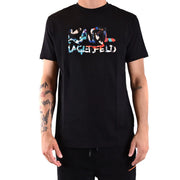 Black Karl Lagerfeld men t-shirt featuring a colorful graffiti-style logo print on soft cotton fabric