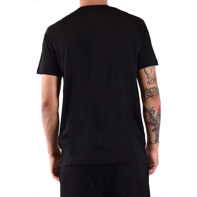 Black short-sleeved crew neck t-shirt by Karl Lagerfeld made of cotton for men casual wear