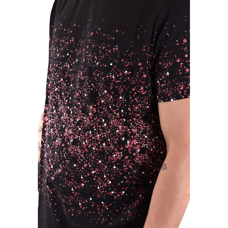 Karl Lagerfeld men t-shirt black short-sleeved with sparkling pink and white star gradient sequins design