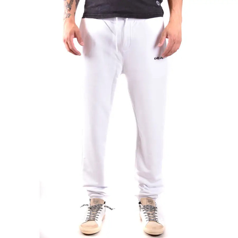 Weiß Karl Lagerfeld Herren-Jogginghose mit dezentem Logo am Oberschenkel aus komfortablem Material