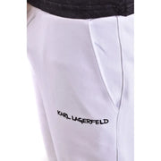 Weiß karl lagerfeld Herrenhose mit schwarzem, gesticktem Logo an der Seitennaht aus Jogginghosenmaterial