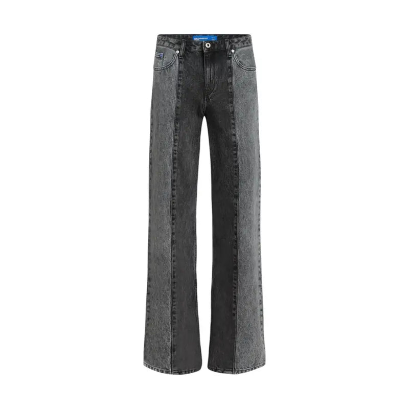Karl lagerfeld women black cotton jeans in dark gray wide-leg denim with faded distressed texture and contrasting stitching
