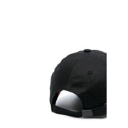 Kenzo men baseball cap black cotton with textured fabric crown and adjustable strap shown from the back side
