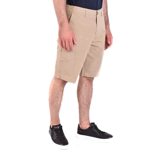Khaki cargo shorts beige with multiple pockets made of durable fabric featuring classic casual design