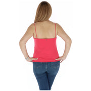 Kocca women fuchsia spaghetti strap tank top in polyester elastane with a vibrant coral fitted design